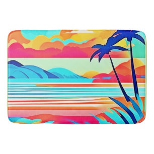 Vibrant Nature Cartoon Art Bath Mat