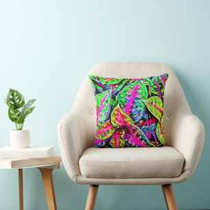 Vibrant Nature ChicLeaf Pattern Throw Pillow