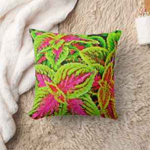 Vibrant Nature Leaves Pattern Throw Pillow