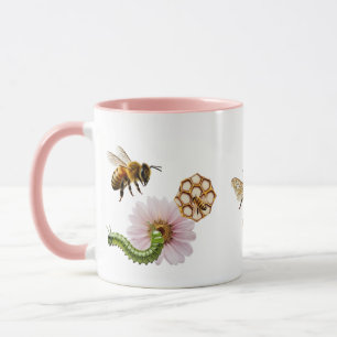 Vibrant Nature Study Bee Caterpillar Floral Garden Mug