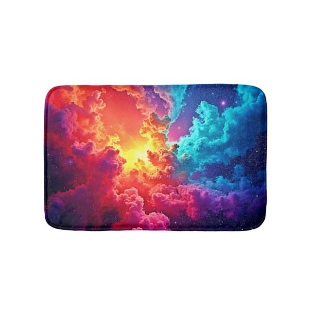 Vibrant Nebula Art: Cosmic Color Art Bath Mat (Front)