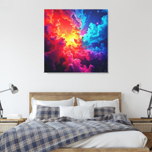 Vibrant Nebula Art: Cosmic Color Art Canvas Print