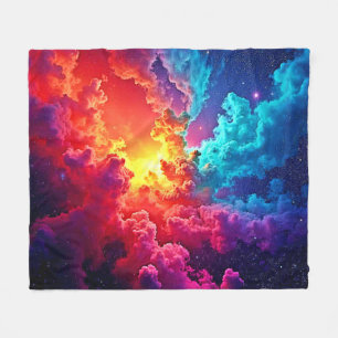 Vibrant Nebula Art: Cosmic Color Art Fleece Blanket
