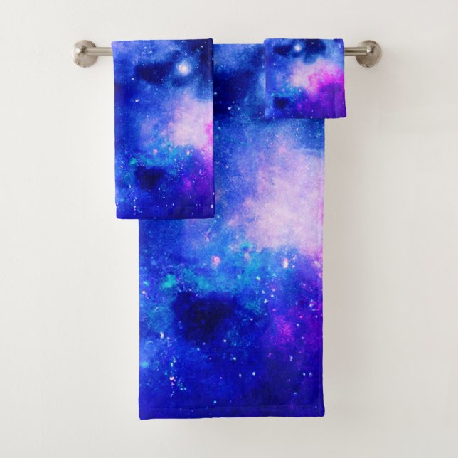 Vibrant Nebula Exploration Pattern Bath Towel Set (Insitu)