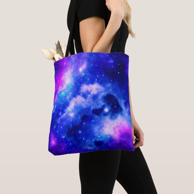 Vibrant Nebula Exploration Pattern Tote Bag (Close Up)