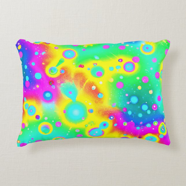 Vibrant Neon Blaze Pattern Accent Pillow (Front)