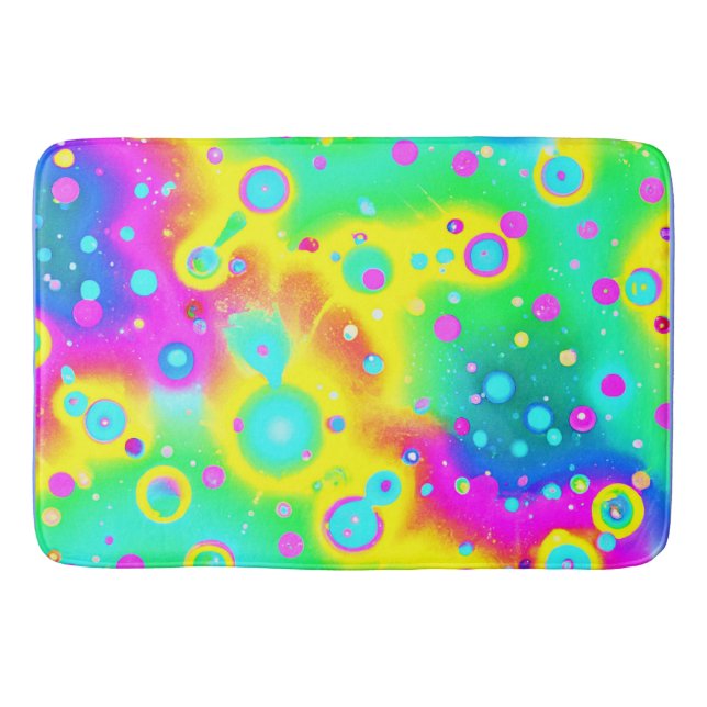 Vibrant Neon Blaze Pattern Bath Mat (Front)