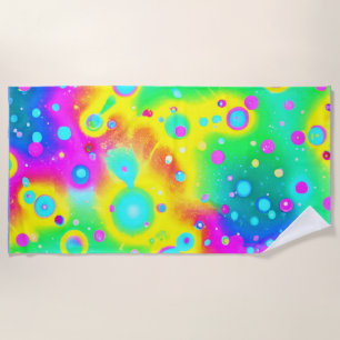 Vibrant Neon Blaze Pattern Beach Towel