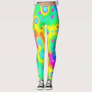 Vibrant Neon Blaze Pattern Leggings