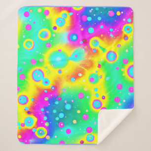 Vibrant Neon Blaze Pattern Sherpa Blanket