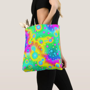 Vibrant Neon Blaze Pattern Tote Bag