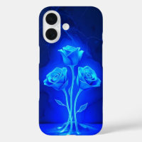 Vibrant Neon Blue Rose iPhone Case