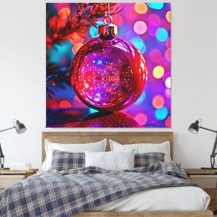 Vibrant Neon Christmas Ornament Design Canvas Print