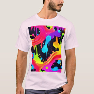 Vibrant Neon Colour Splash Art T-Shirt