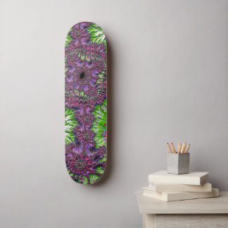 Vibrant Neon Colourful Trippy Groovy Fractal Art Skateboard