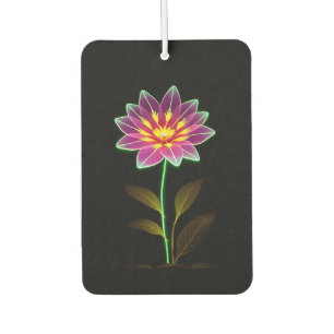 Vibrant Neon Flower With Lush Green Leaves Air Freshener