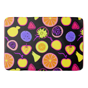 Vibrant Neon Fruits Artistry Bath Mat