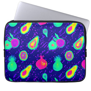 Vibrant Neon Fruits Pattern Design Laptop Sleeve