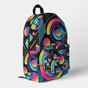 Vibrant Neon Geometric Abstract Printed Backpack