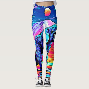 Vibrant Neon Gorilla in a Surreal Jungle Scene Leggings