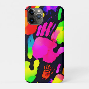 Vibrant Neon Handprint Art iPhone 11 Pro Case