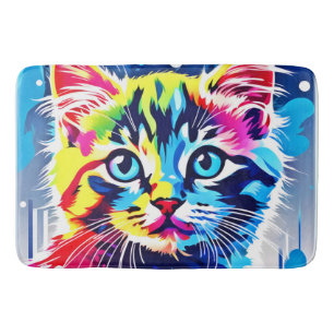 Vibrant Neon Kitty Art Bath Mat