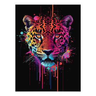 Vibrant Neon Leopard Wall Art