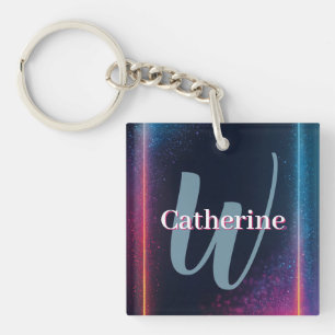 Vibrant Neon Light Frame with Custom Name Keychain
