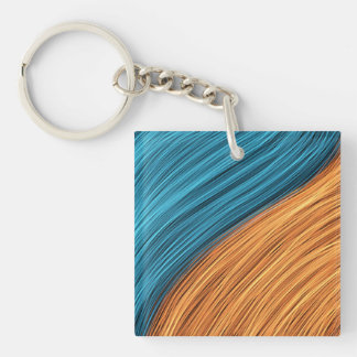 Vibrant Neon Light Strands of Blue and Orange Keychain