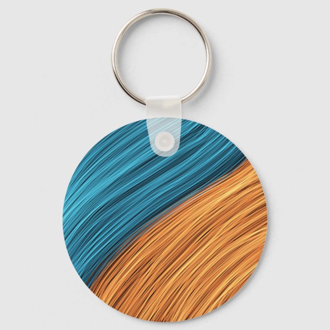 Vibrant Neon Light Strands of Blue and Orange Keychain (Front)
