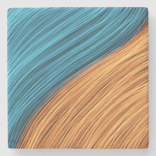 Vibrant Neon Light Strands of Blue and Orange Stone Coaster