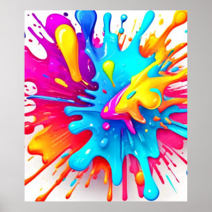 Vibrant Neon Paint Splash Art Poster
