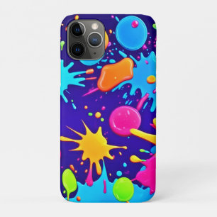 Vibrant Neon Paint Splatter Art iPhone 11 Pro Case