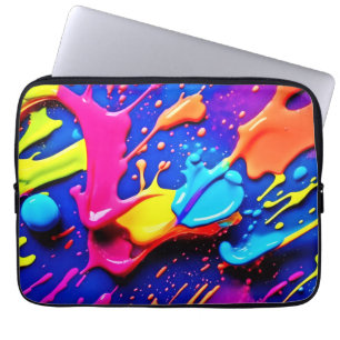 Vibrant Neon Paint Splatter Artwork Laptop Sleeve