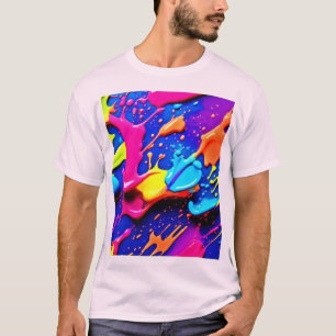 Vibrant Neon Paint Splatter Artwork T-Shirt
