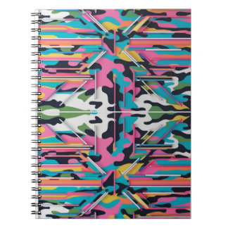 Vibrant Neon Pastel Camo Abstract Spiral Photo Notebook