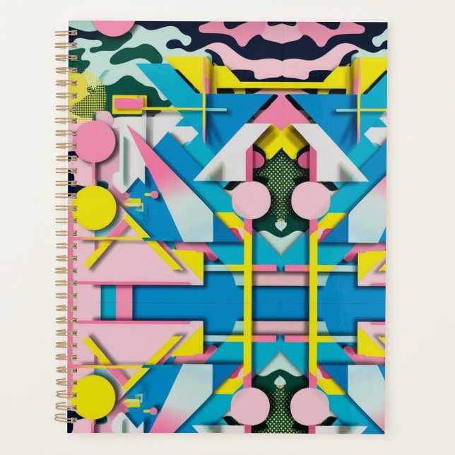 Vibrant Neon Pastel Camo Abstract Weekly Planne Planner (Front)