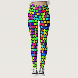 Vibrant Neon Polka Dot Pattern Leggings