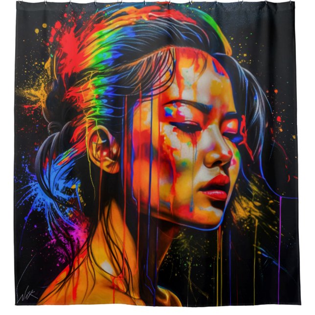 Vibrant Neon Portrait – Abstract Expressionist Art (Front)