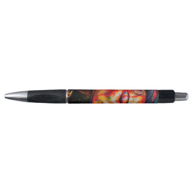 Vibrant Neon Portrait – Abstract Expressionist Art Pen (Front)