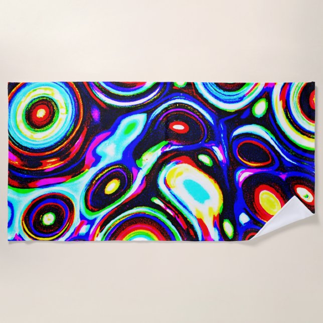Vibrant Neon Pulse Pattern Beach Towel (Front)