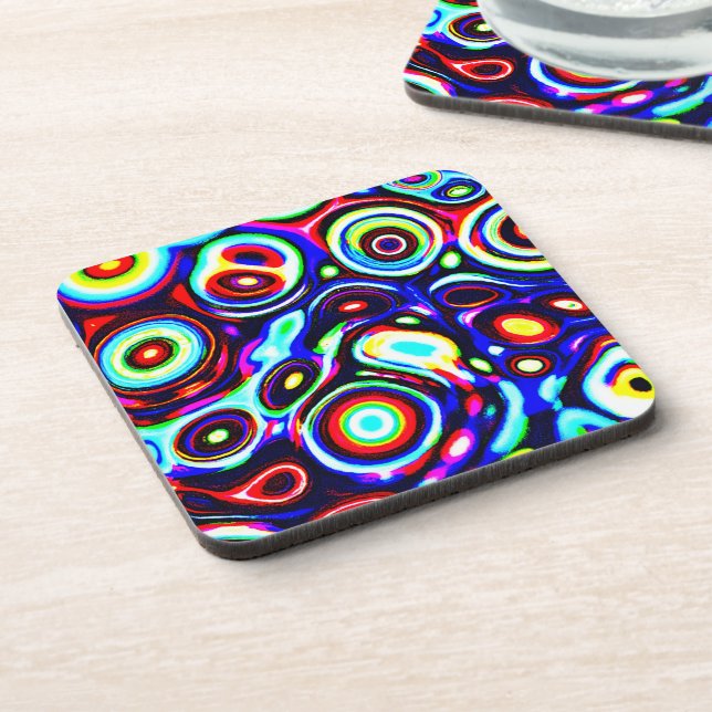 Vibrant Neon Pulse Pattern Coaster (Left Side)