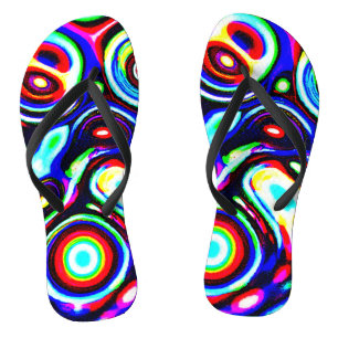 Vibrant Neon Pulse Pattern Flip Flops