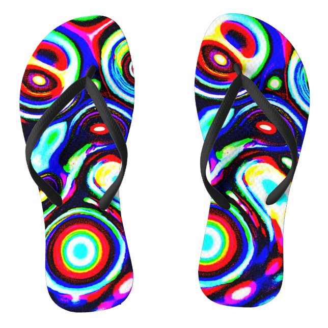 Vibrant Neon Pulse Pattern Flip Flops (Footbed)
