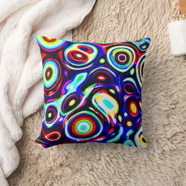 Vibrant Neon Pulse Pattern Throw Pillow (Blanket)