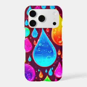 Vibrant Neon Raindrops Art