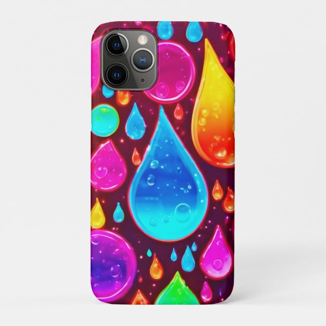Vibrant Neon Raindrops Art Case-Mate iPhone Case (Back)