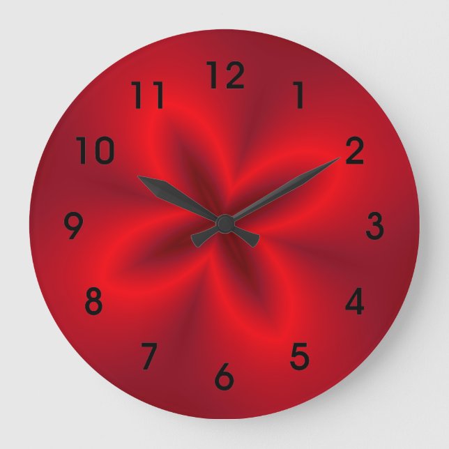 Vibrant Neon Red Flower Large Clock (Front)