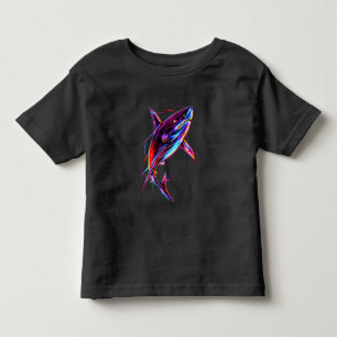 Vibrant Neon Shark Modern Digital Ocean Toddler T-shirt