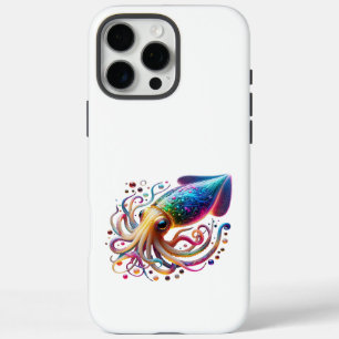 Vibrant Neon Squid – Glowing Colourful Deep Sea Cr iPhone 16 Pro Max Case